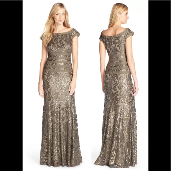 Tadashi Shoji Dresses & Skirts - BHLDN Tadashi Shoji Gold Off Shoulder Mermaid Gown